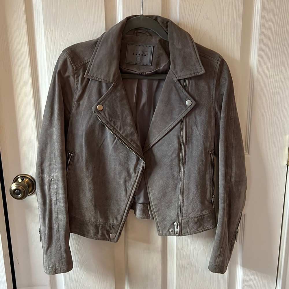 Blank NYC Suede Moto Jacket in French Grey
